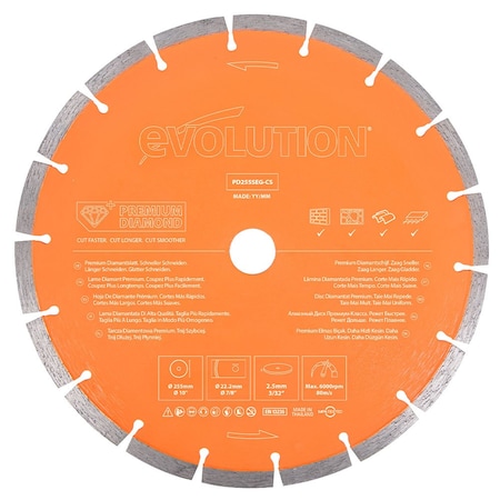 Evolution 10" Premium Segmented Edge Diamond Blade PD255SEG-CS